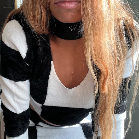 Black & White Make a Move Fuzzy Sweater Skirt Set by Fashion Nova - Picture 7 of 12